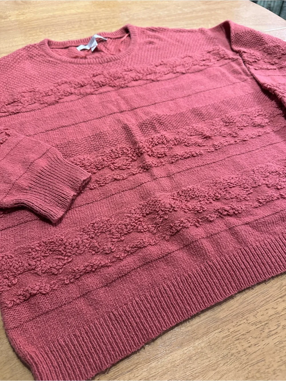 LC Lauren Conrad Medium Orange Textured Crew Neck Sweater